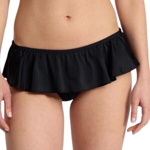 NEW No Boundaries Women’s Solid Black Cheeky Ruffled Skirtini Swim Bottom Sz XXL